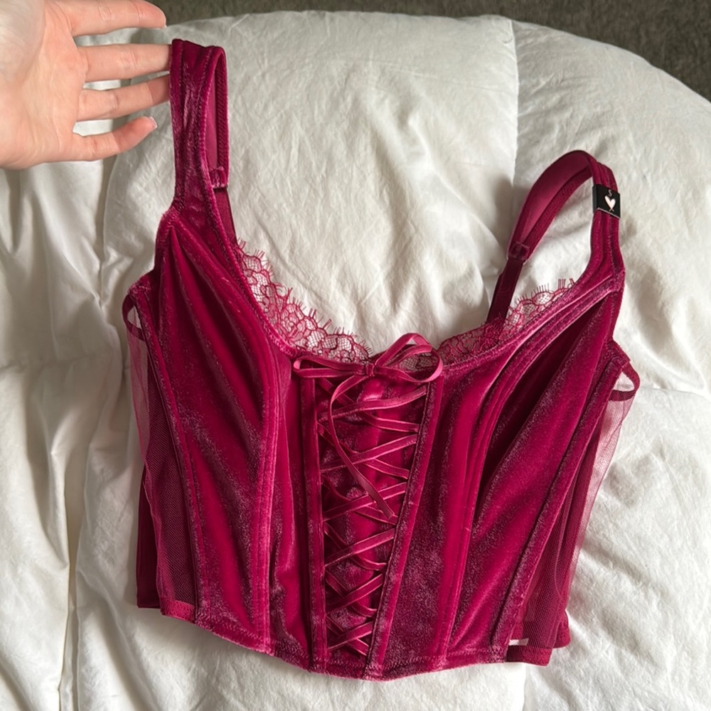 Victoria's Secret Fuchsia Lace-Up Corset